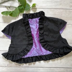 Victorian Steampunk Bolero, purple blue shot taffeta, ruffled